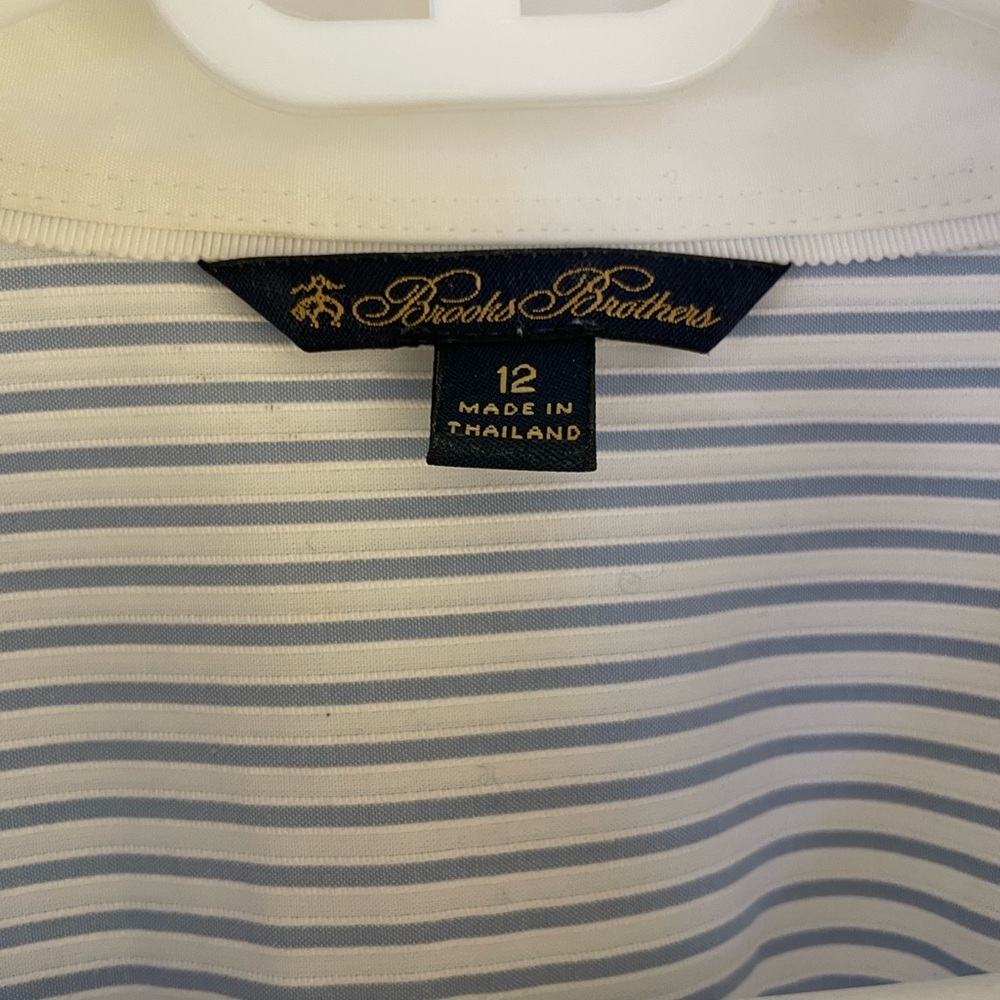 Brooks Brothers Blue and White Striped Long Sleeve Shirt Dress - Picture 2 of 4